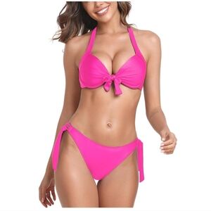 Colloyes Pink Halter Bikini Set NWT